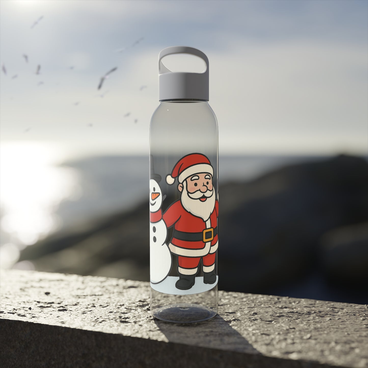 Festive Santa & Snowman Water Bottle | Holiday Hydration, Christmas Gift, Winter Accessories, Eco-Friendly Drinkware, Fun Holiday Decor