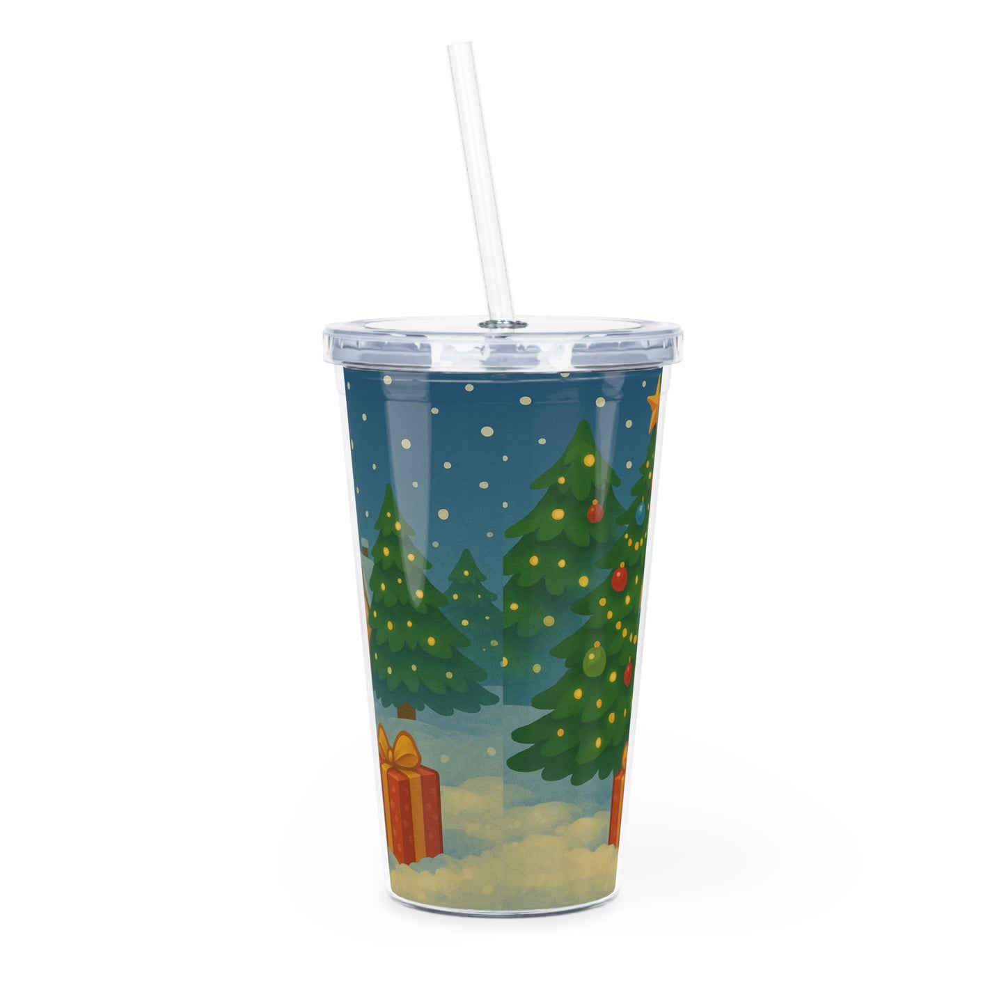 Snowman Plastic Tumbler with Straw, Holiday Drinkware, Festive Cup, Snowman Design, Perfect for Gifts, BPA-Free