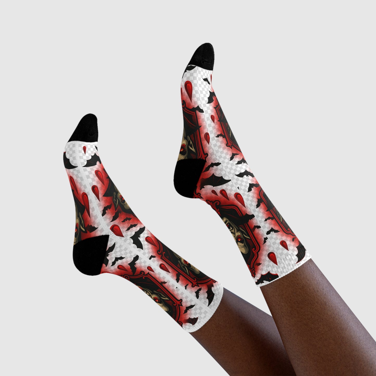 Socks Dracula Blood Bats Halloween Sublimation Crew Socks