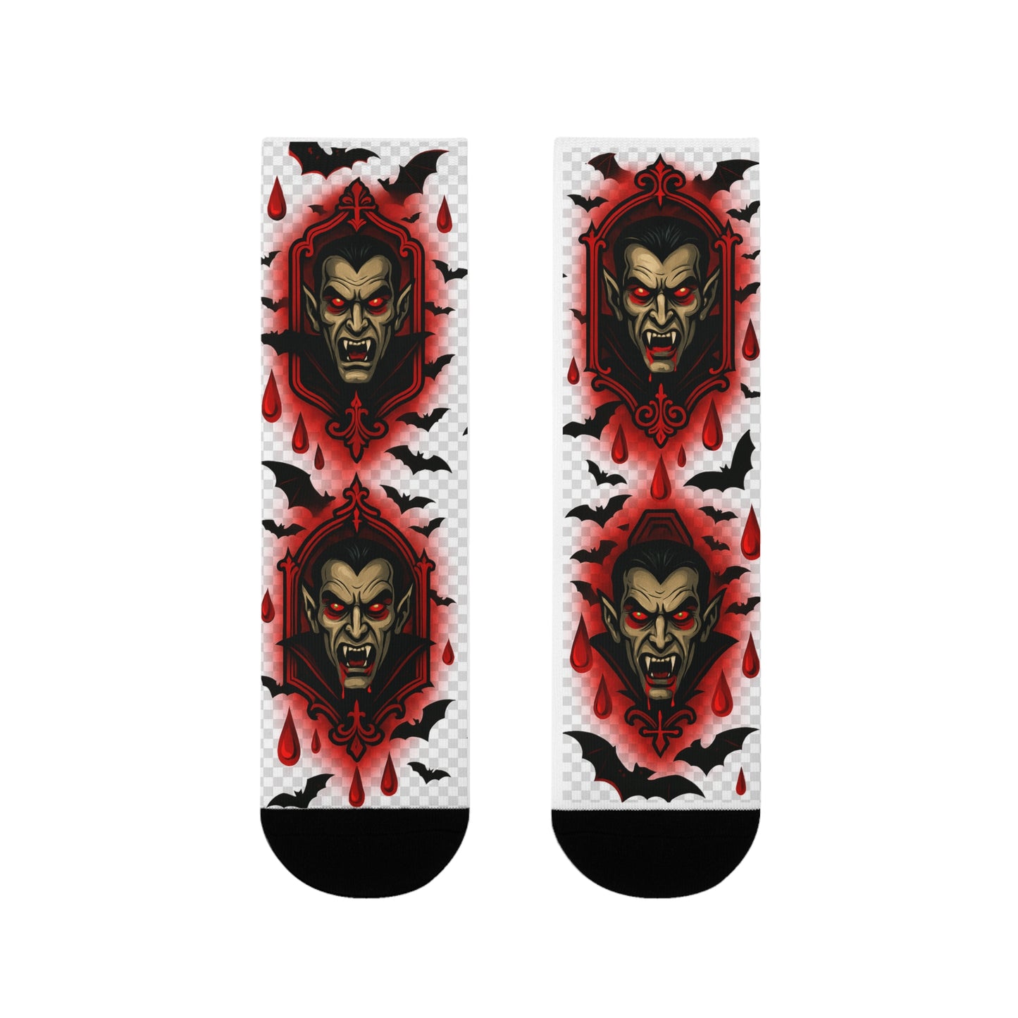 Socks Dracula Blood Bats Halloween Sublimation Crew Socks