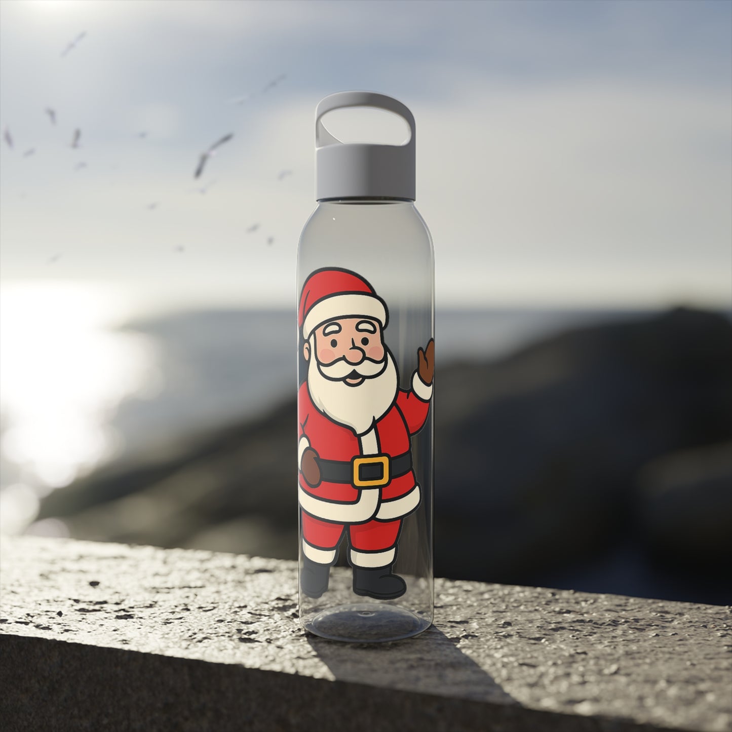 Christmas Santa Water Bottle, Holiday Gift, Reusable Bottle, Fun Xmas Accessory, Water Bottle for Kids, Eco-Friendly Hydration