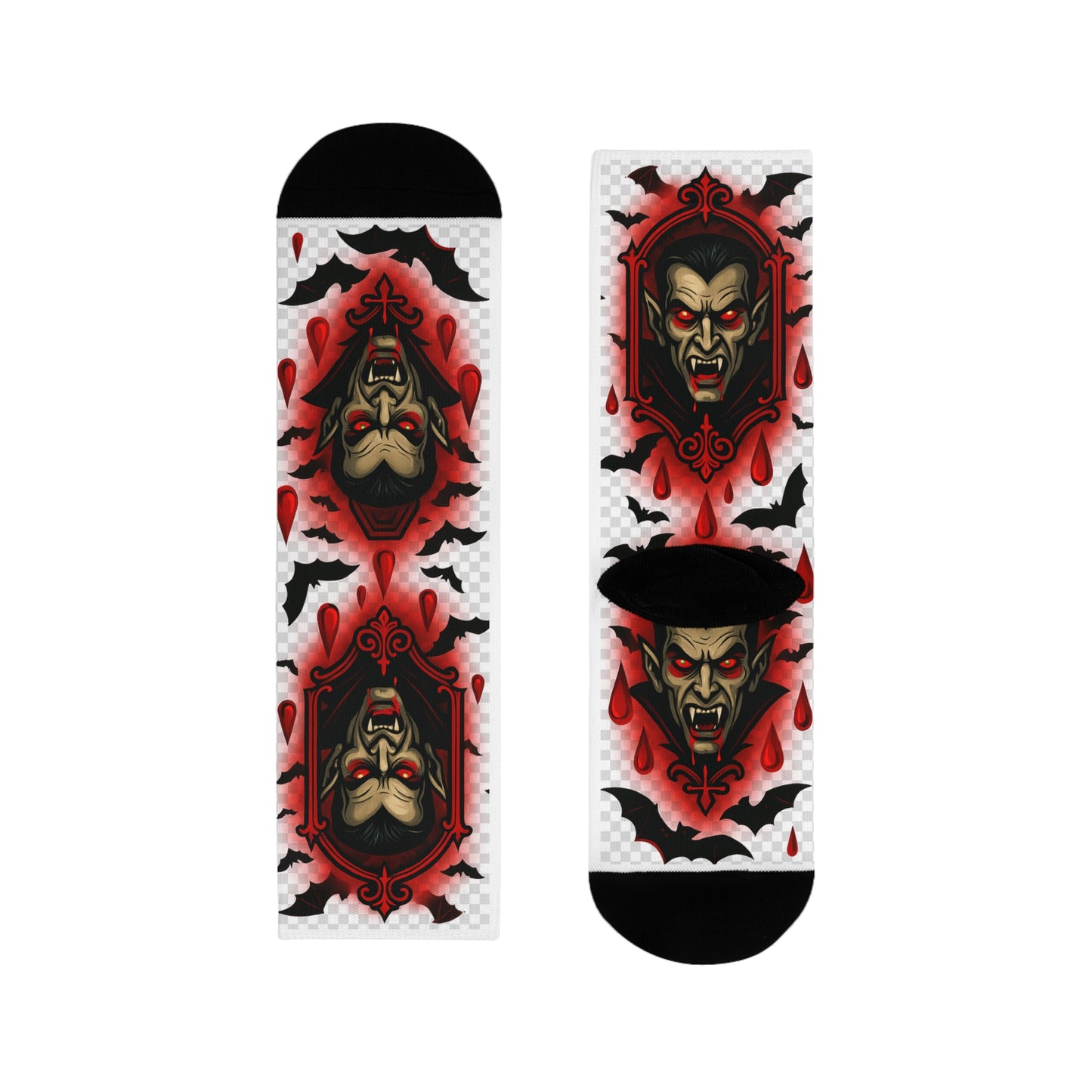 Socks Dracula Blood Bats Halloween Sublimation Crew Socks