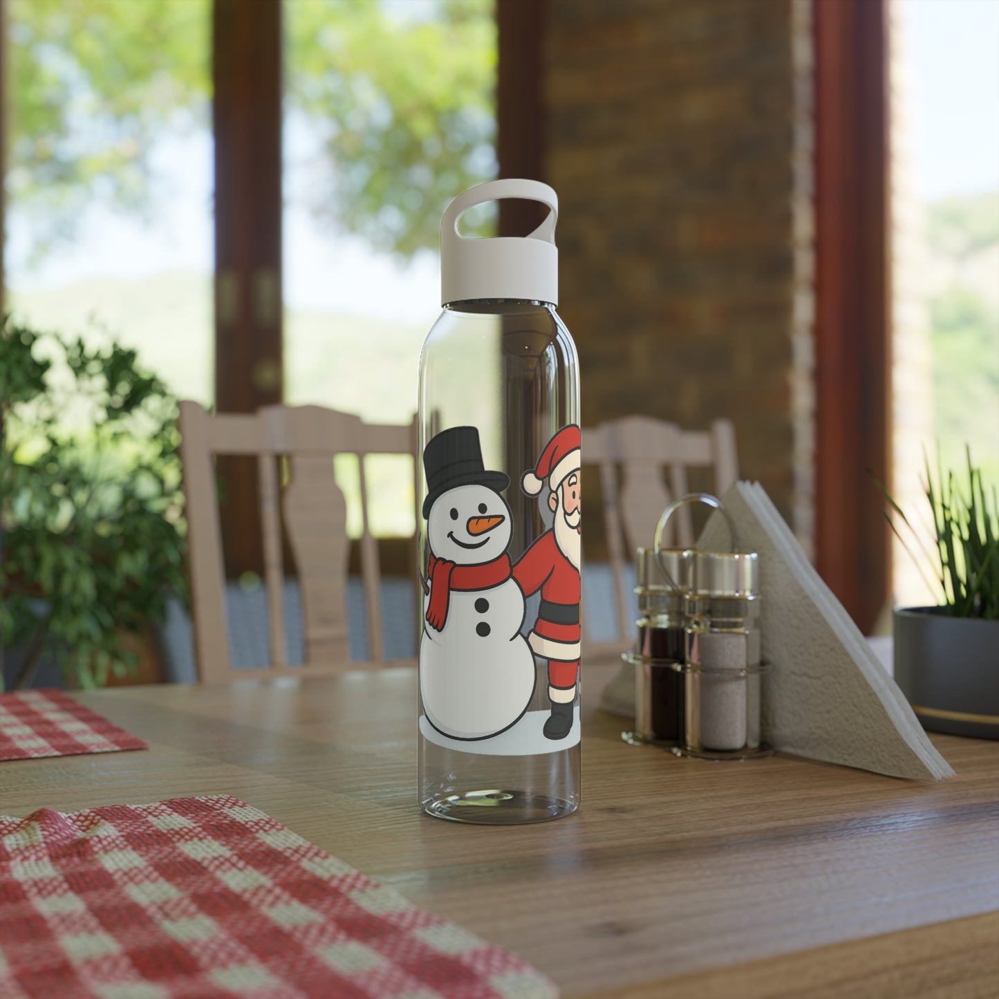 Festive Santa & Snowman Water Bottle | Holiday Hydration, Christmas Gift, Winter Accessories, Eco-Friendly Drinkware, Fun Holiday Decor