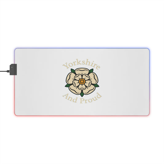 LED Gaming Mouse Pad with Yorkshire Rose Design, Gaming Accessory, Desk Decor, Perfect Gift for Gamers, Computer Accessories